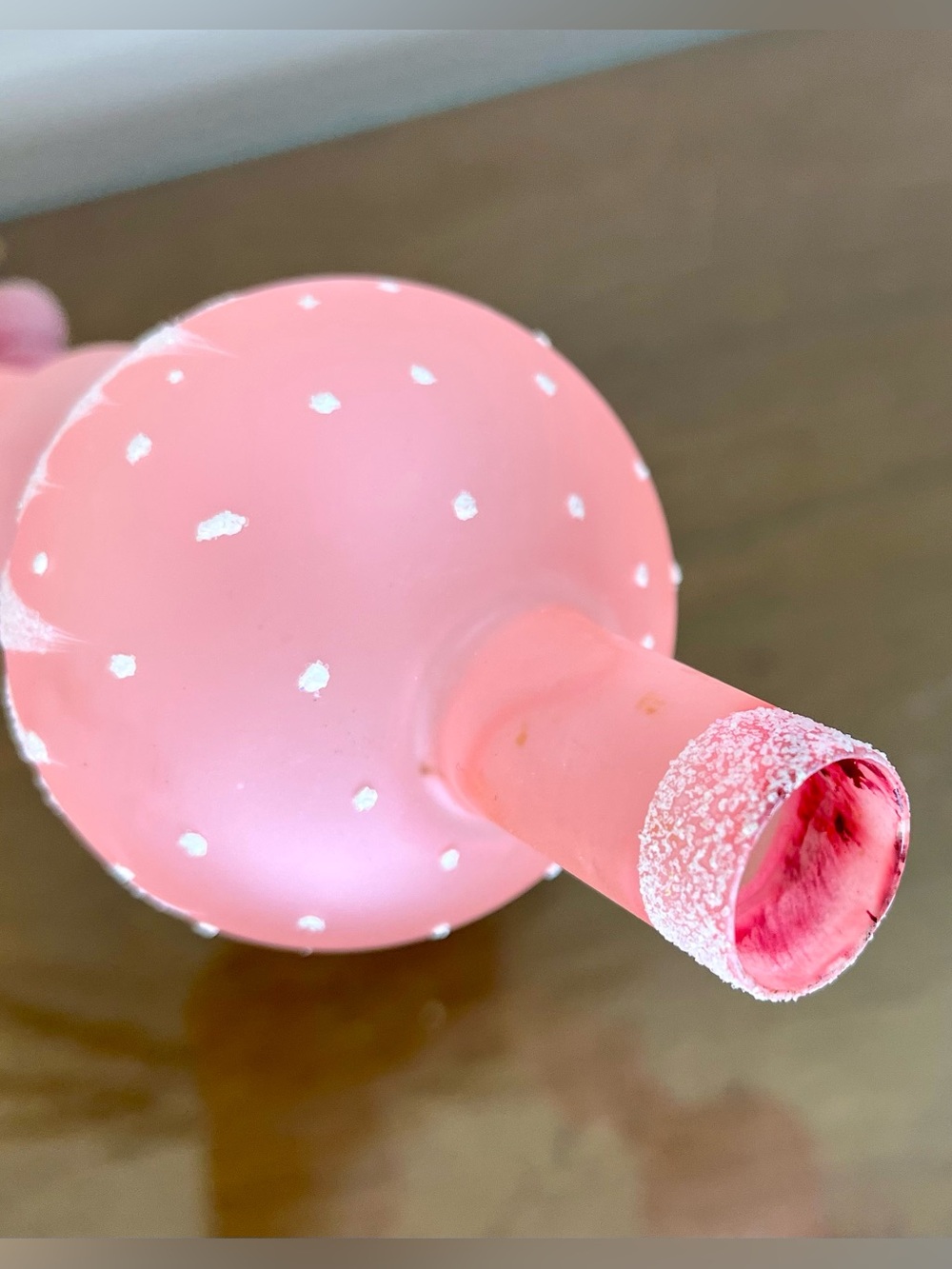 Vintage Christmas Tree Topper Blown Glass Finial Pink-Mica Glitter- WGermany MCM - Picture 11 of 16